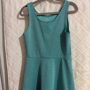 Kidpik girls lurex turquoise party dress size 10. M
